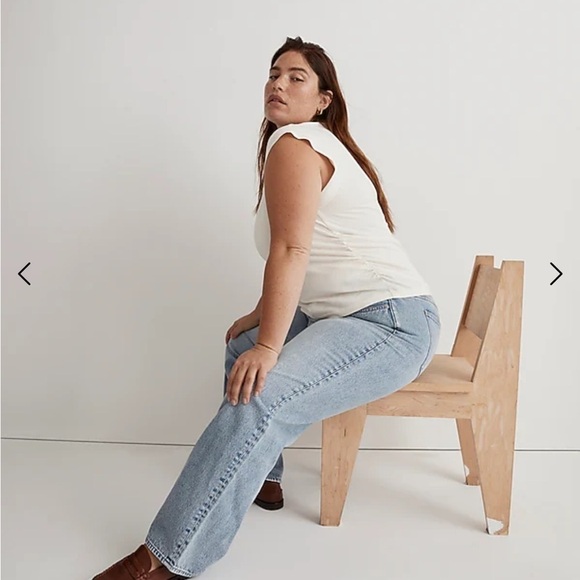 Madewell Cream Side Cinched Muscle Tank Tee Plus Size 1X - Picture 3 of 8